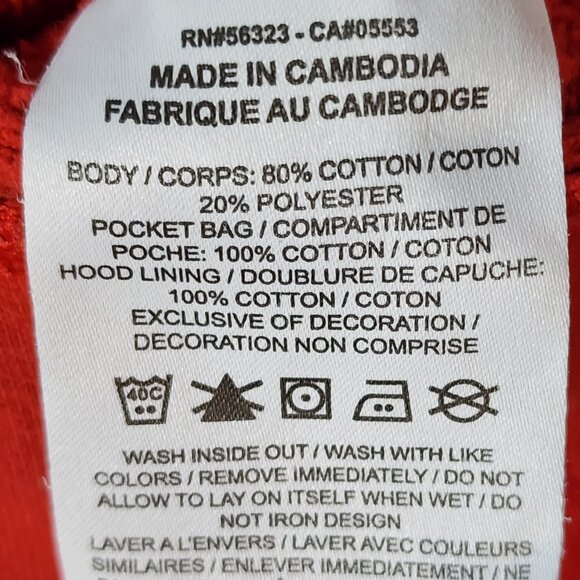 Nike Red Black LS Neon Yellow Logo Hooded Pull On Pocketed Cotton Poly Hoodie L - Picture 16 of 16